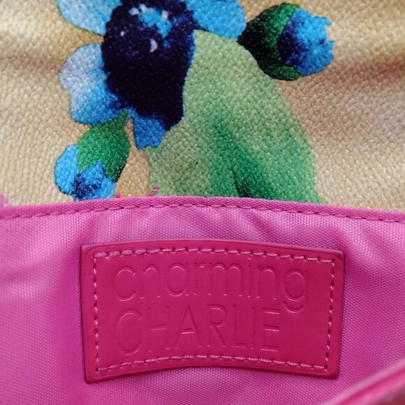 Charming Charlie Floral Wristlet Clutch – Pink Patent Accent – Bold Statement - Picture 12 of 12